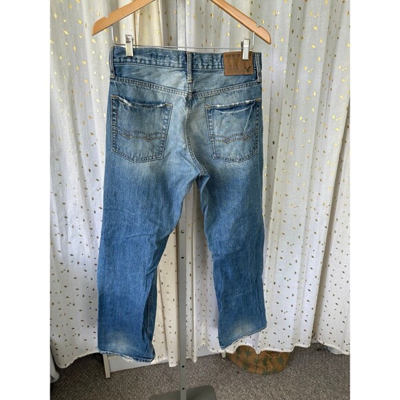American Eagle Men's 100% Cotton Factory Faded Distressed Bootcut Jeans W30 - Picture 3 of 5